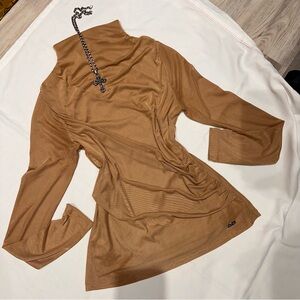 Calvin Klein Camel Turtleneck with Chain Detail